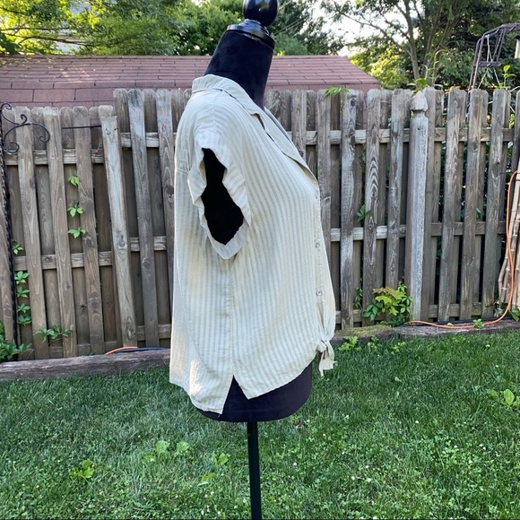 Anthropologie Cloth & Stone Button Down Short Sleeve Mossy Green Shirt NWT - Picture 4 of 8